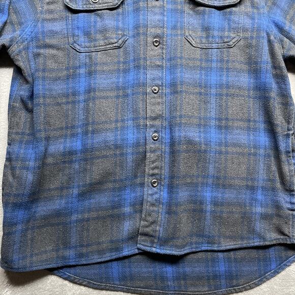 Orvis Shirt Jacket Mens XL Blue Plaid Long Sleeve Button Shacket Heavy Flannel - Picture 6 of 9
